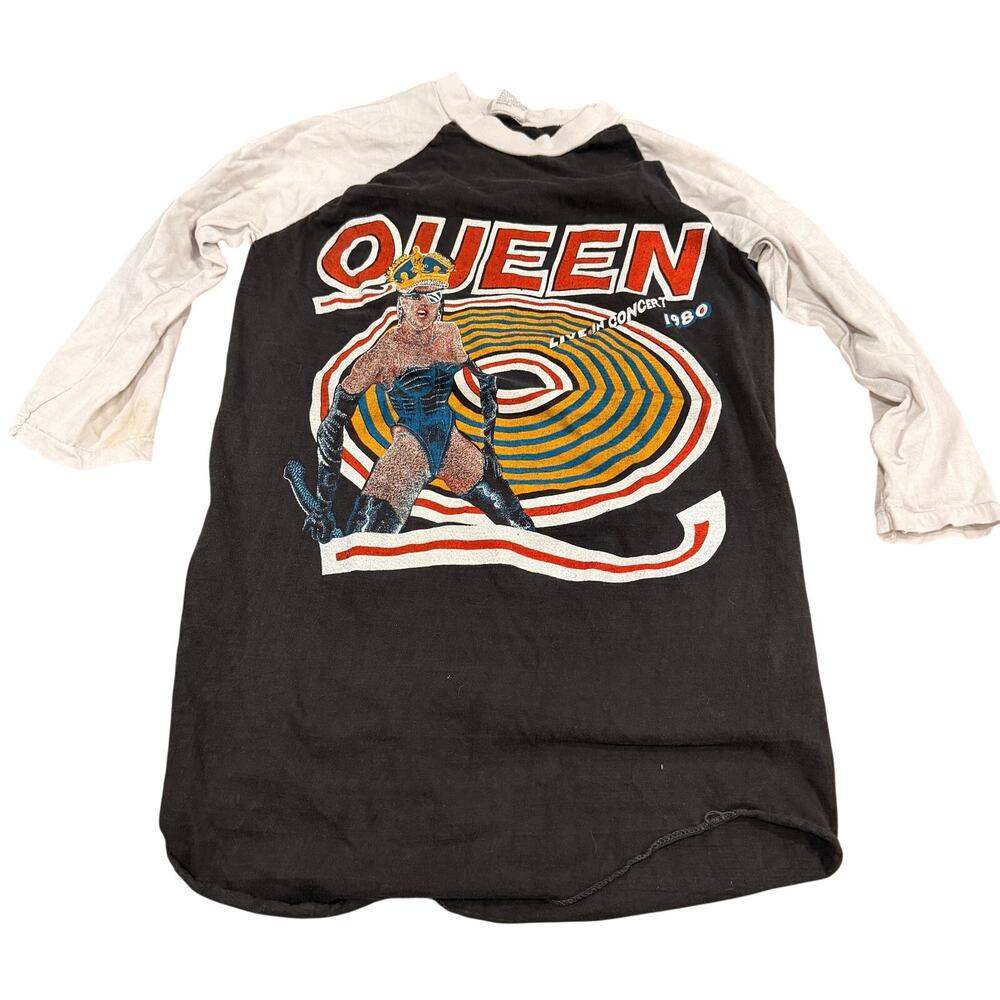 QUEEN The Game Tour Vintage Baseball Raglan T-shirt Size Medium